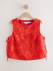 Red N. Premium Cotton Broderie Tie Top - Image 6 of 8