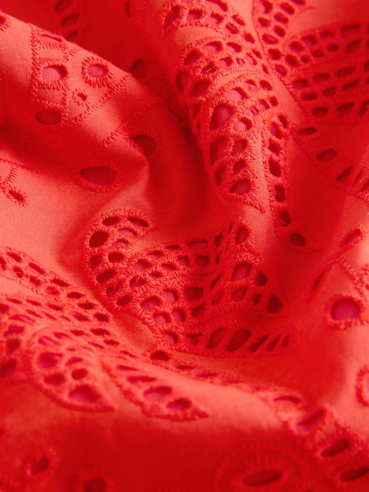 Red N. Premium Cotton Broderie Tie Top - Image 8 of 8
