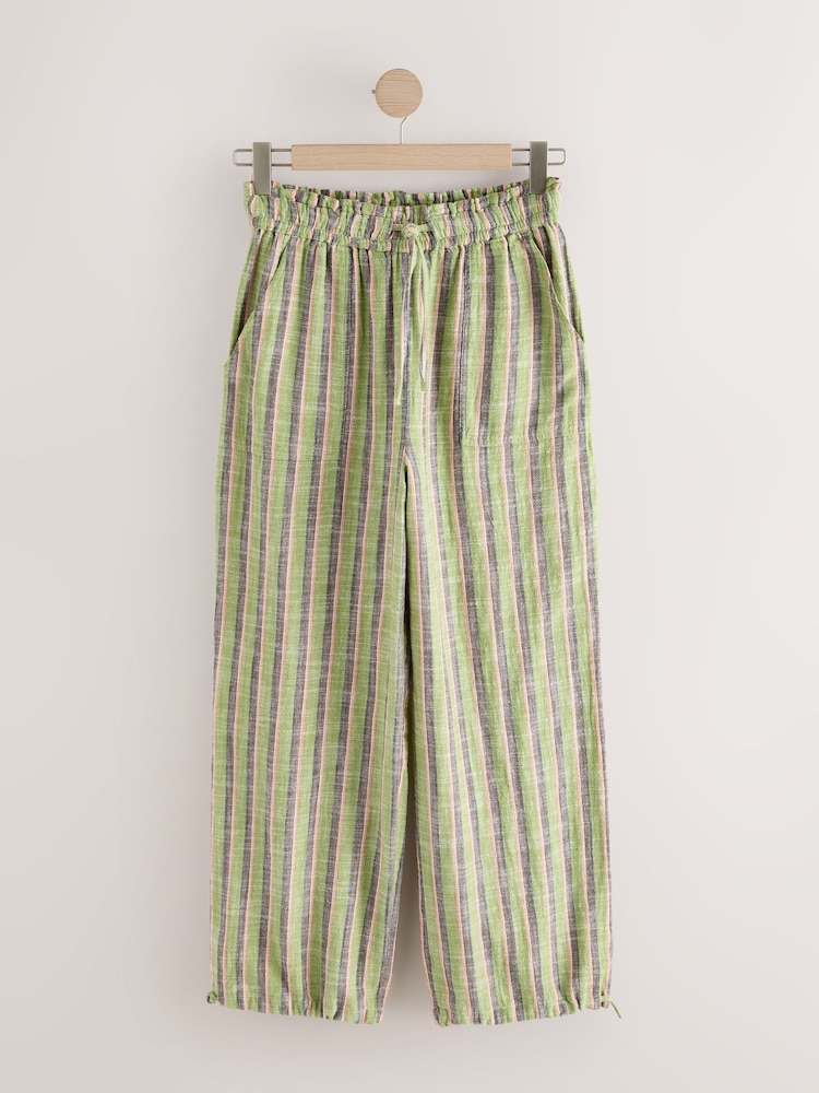 Green Stripe Double Cloth Balloon Leg Trousers - Image 1 of 3