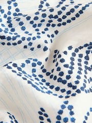Ecru/Navy Palm Print Barrel Leg Trousers with Linen - Image 8 of 8