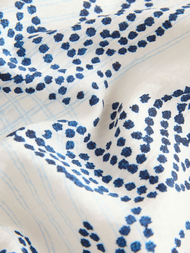 Ecru/Navy Palm Print Barrel Leg Trousers with Linen - Image 8 of 8