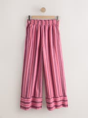 Pink Stripe Linen Blend Wide Leg Trousers - Image 5 of 7