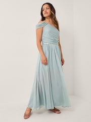 Monsoon Green Sequin One Shoulder Prom Dress - Image 1 of 4