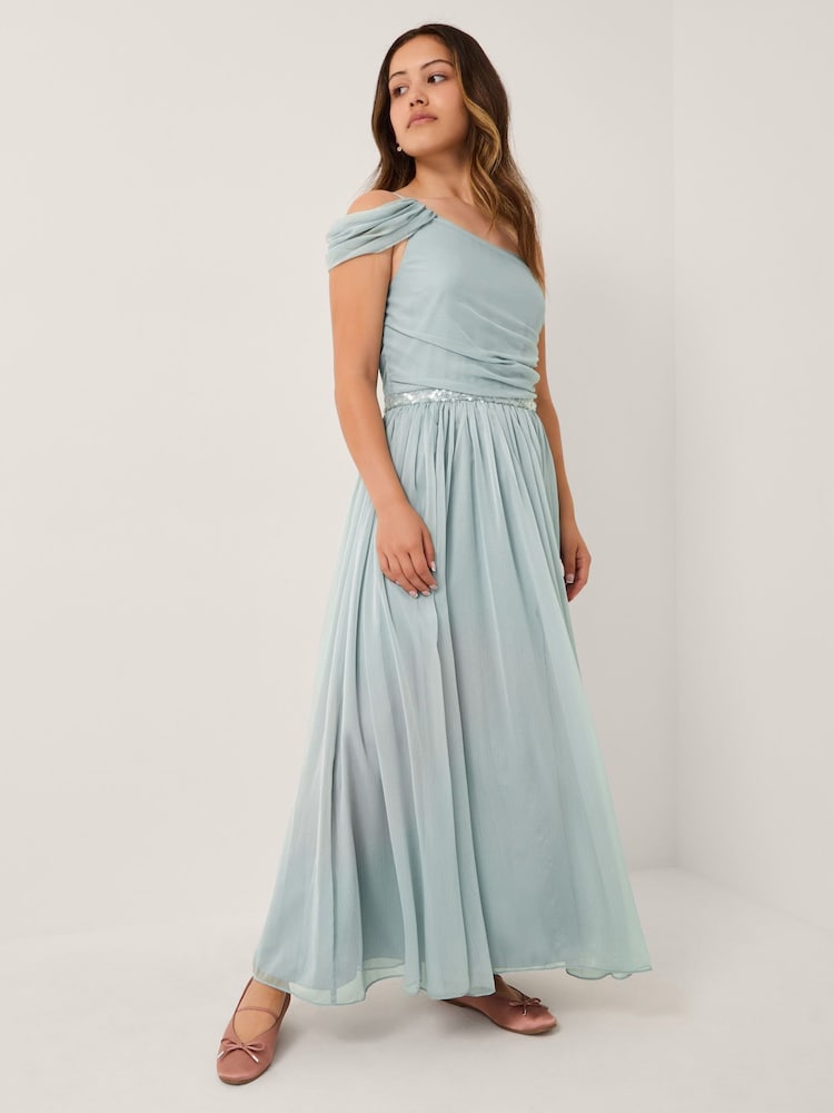 Monsoon Green Sequin One Shoulder Prom Dress - Image 1 of 4