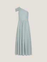 Monsoon Green Sequin One Shoulder Prom Dress - Image 2 of 4