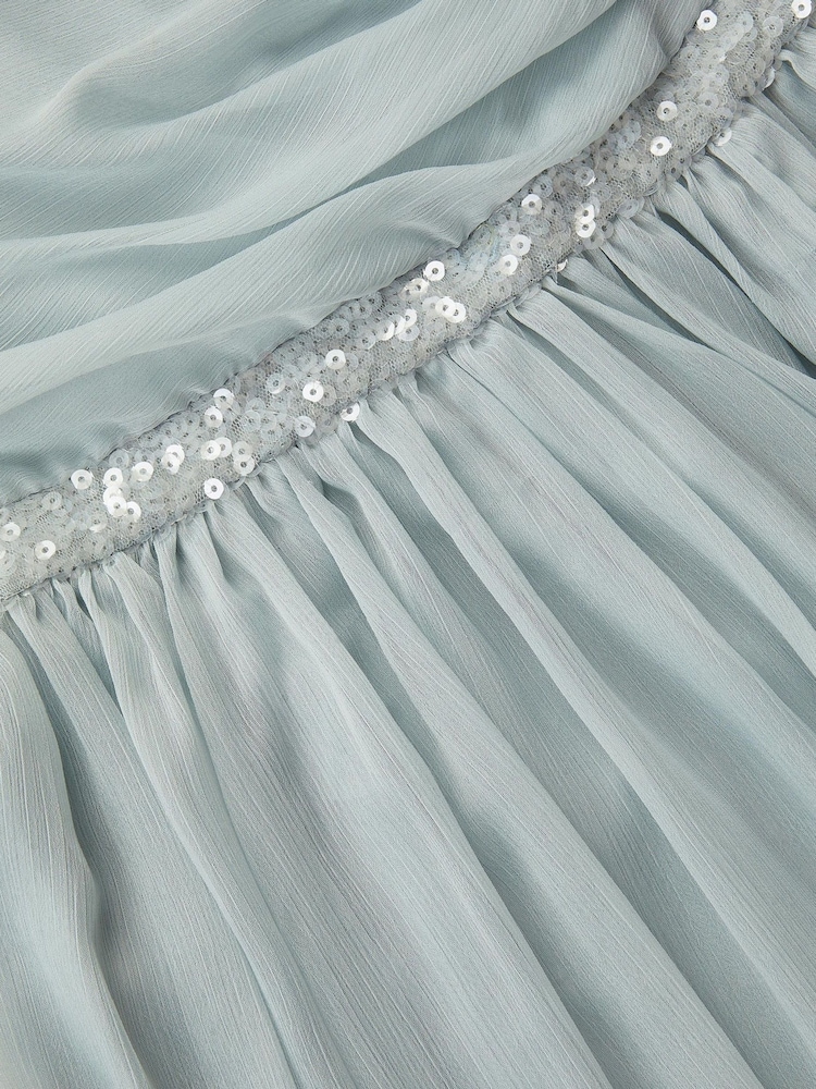 Monsoon Green Sequin One Shoulder Prom Dress - Image 4 of 4