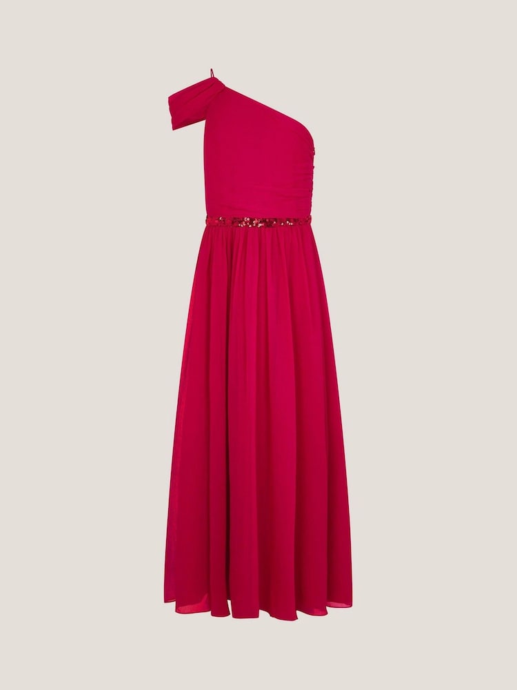 Monsoon Red Sequin One Shoulder Prom Dress - Image 2 of 4 Monsoon Red Sequin One Shoulder Prom Dress - Image 2 of 4
