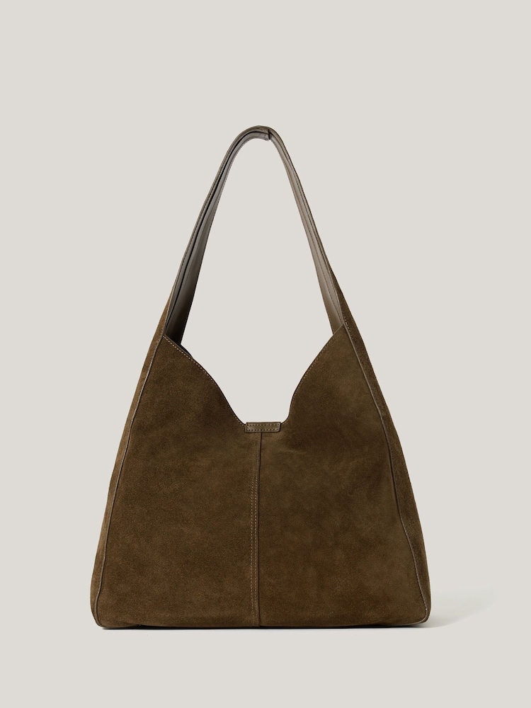 Jigsaw Green Heckfield Suede Tote Bag - Image 2 of 6