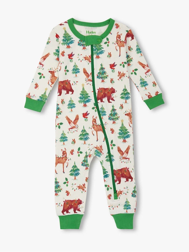 Hatley Natural Holiday Animals Cotton Coverall Pyjamas - صورة 1 من 2 Hatley Natural Holiday Animals Cotton Coverall Pyjamas - صورة 1 من 2