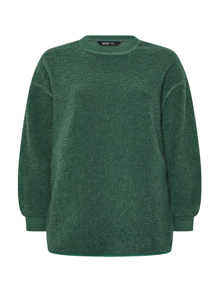 Yours Curve Green Crew Neck Borg Fleece - Image 5 of 5 Yours Curve Green Crew Neck Borg Fleece - Image 5 of 5