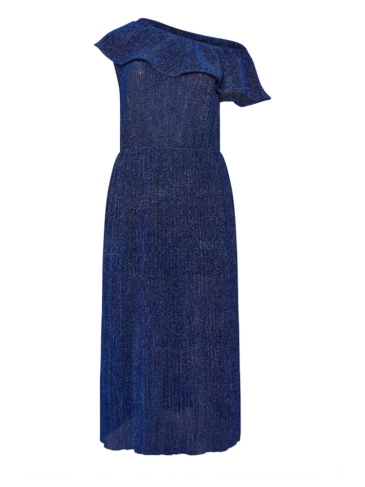 Yours Curve Blue Limited Frill Sparkle Dress - Image 5 of 5 Yours Curve Blue Limited Frill Sparkle Dress - Image 5 of 5