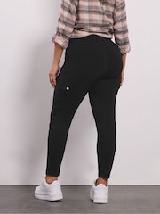 Yours Curve Black Bengaline Cargo Jegging Trousers - Image 3 of 5