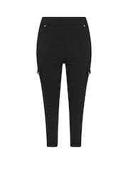 Yours Curve Black Bengaline Cargo Jegging Trousers - Image 5 of 5