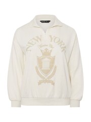 Yours Curve Natural Limited New York Half Zip Sweat Top - Image 5 of 5