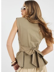 River Island Green SL Utility Tie Back Top - Image 2 of 4