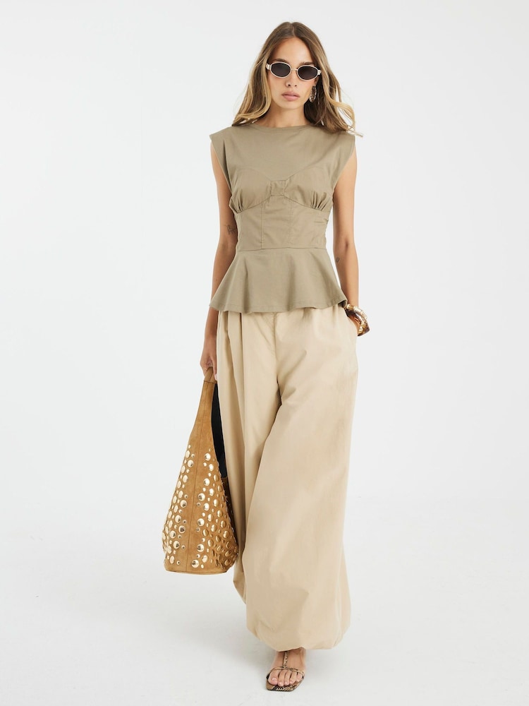 River Island Green SL Utility Tie Back Top - Image 2 of 4