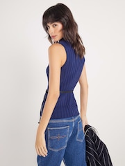 River Island Blue Belted Ribbed Tank - Image 2 of 4