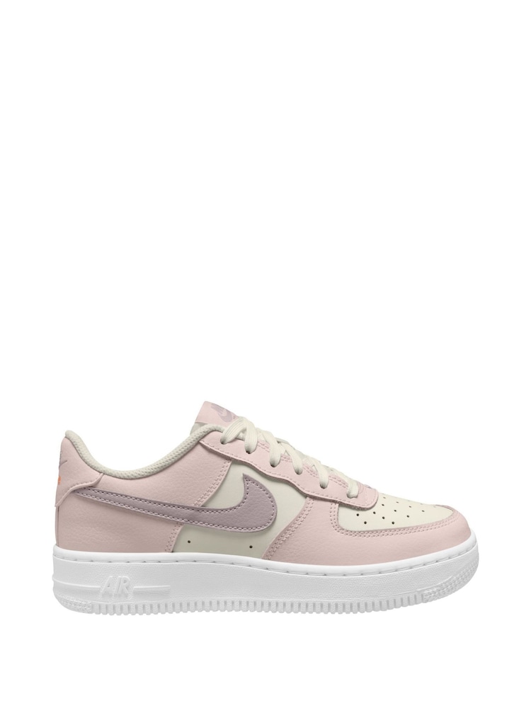 Nike Pink/White Lilac Youth Air Force 1 Essential+ Trainers - Image 1 of 4
