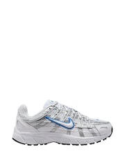 Nike White/Silver Blue Youth P-6000 Trainers - Image 1 of 4