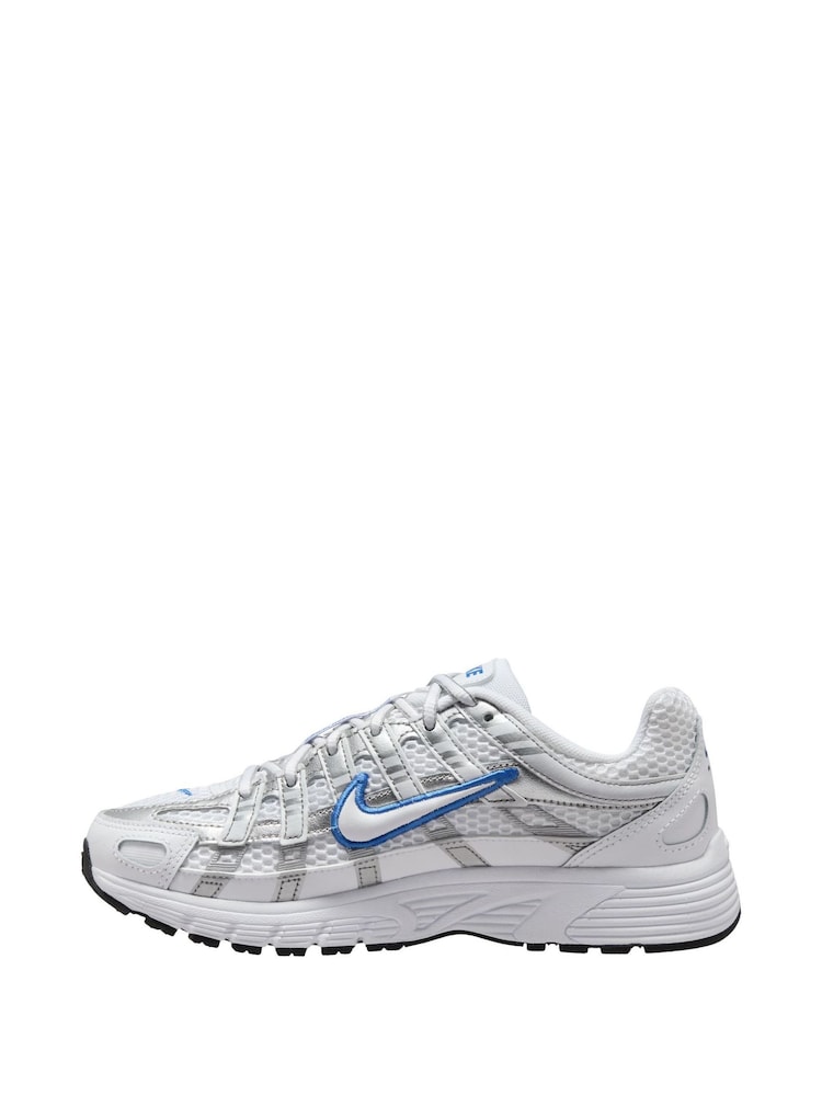 Nike White/Silver Blue Youth P-6000 Trainers - Image 2 of 4