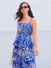 Friends Like These Cobalt Blue Strappy Peplum Hem Midi Dress - Image 2 of 3