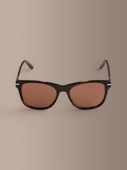 Black/Tortoiseshell Brown Inlay Signature Preppy Acetate Frame Polarised Sunglasses - Image 2 of 4