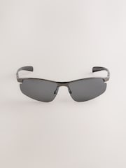Onyx Black Wrap Around Rectangular Polarised Sunglasses - Image 2 of 3
