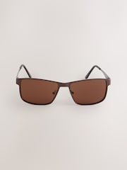 Bronze Brown Rectangular Sunglasses - Image 4 of 5