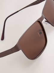 Bronze Brown Rectangular Sunglasses - Image 5 of 5