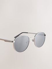 Gunmetal Grey Round Sunglasses - Image 3 of 3