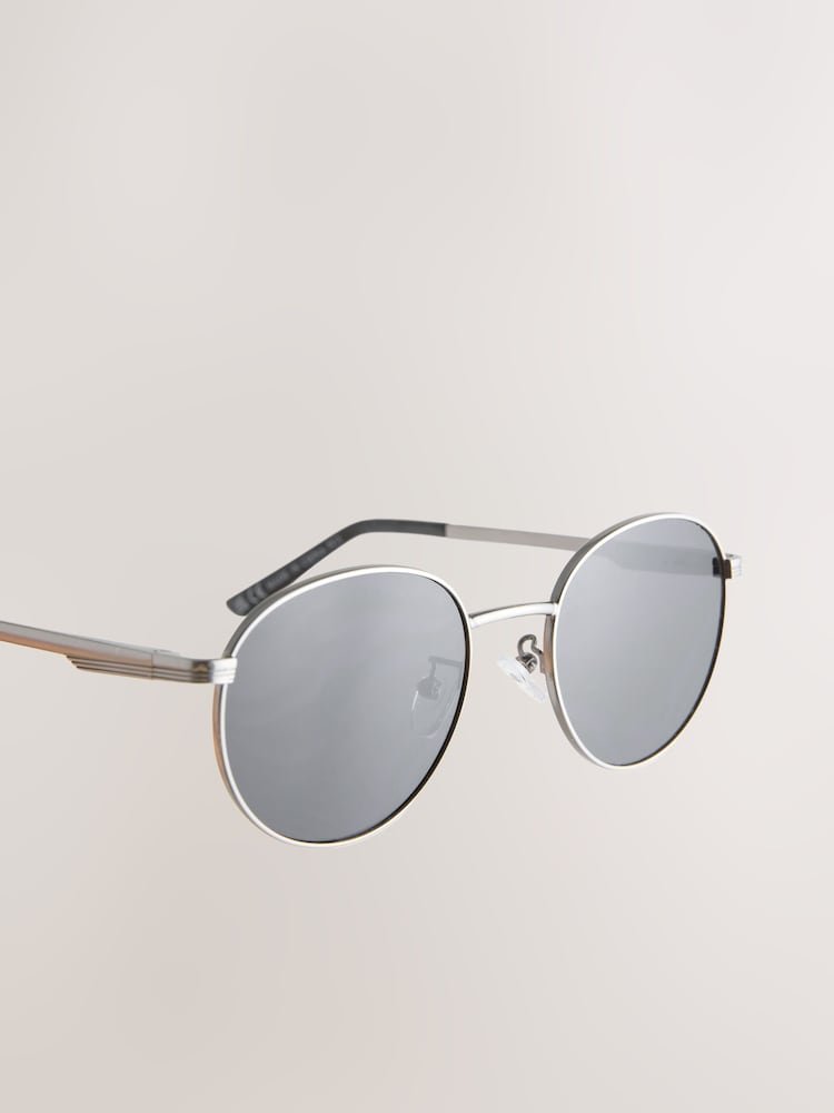Gunmetal Grey Round Sunglasses - Image 3 of 3