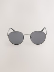 Gunmetal Grey Round Sunglasses - Image 4 of 5