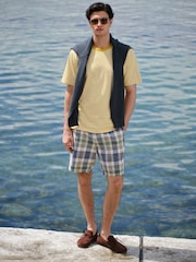 Ivory/Blue Cotton Madras Check Chino Shorts - Image 2 of 5