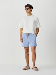 Albastru - Textured Seersucker Stripe Short Shorts - Imaginea 2 din 5