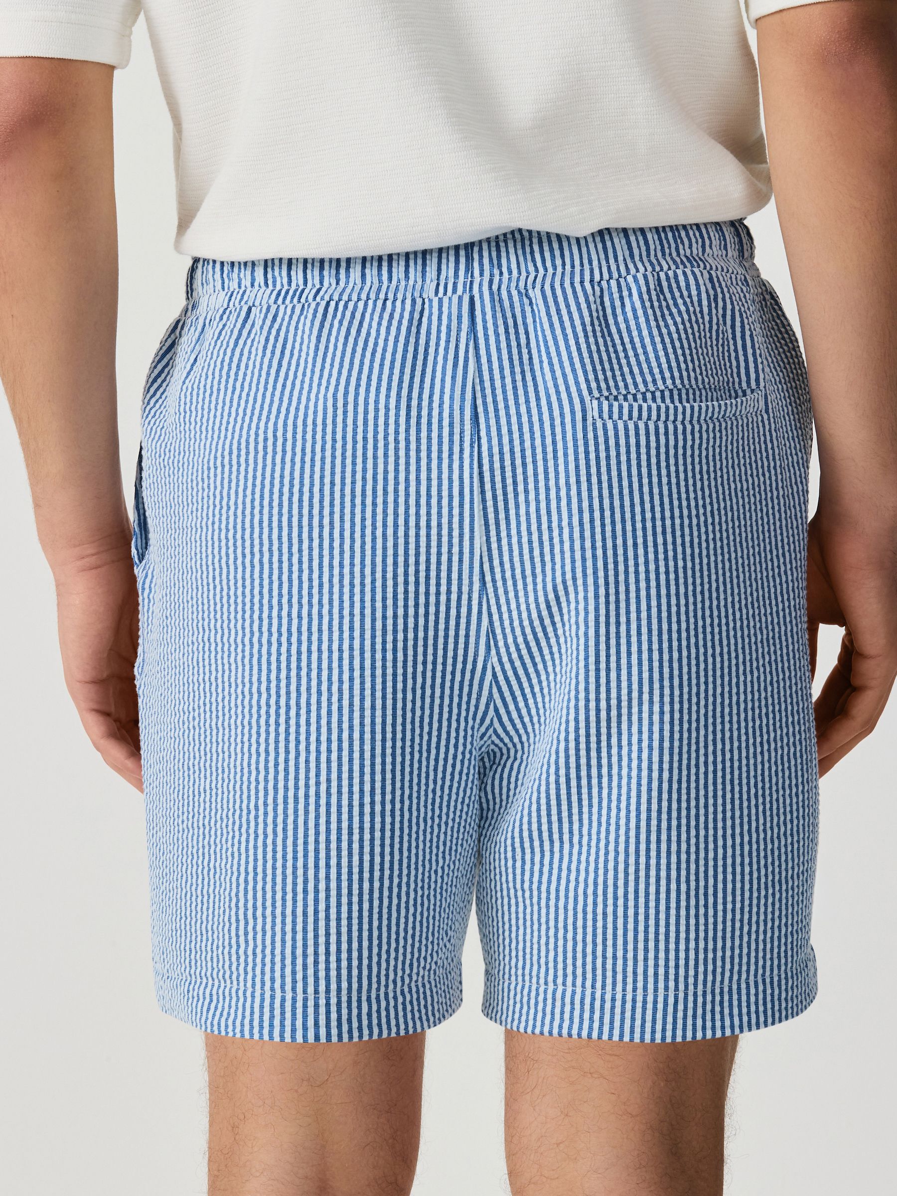 Buy Blue Textured Seersucker Stripe Shorts from Next USA