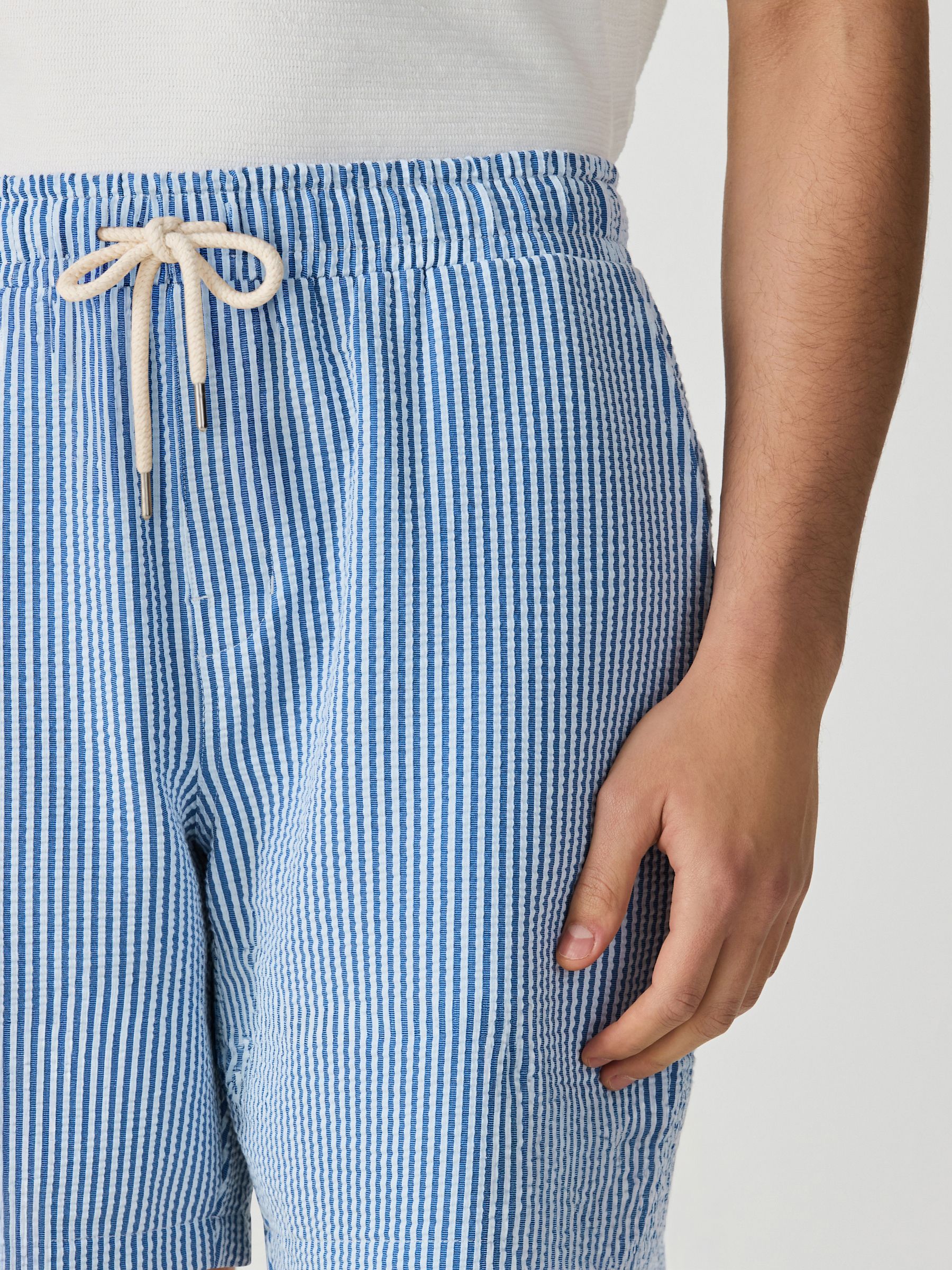 Buy Blue Textured Seersucker Stripe Shorts from Next USA