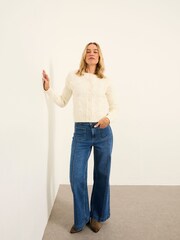FatFace Ivory Bobble Knitted Cardigan - Image 4 of 6