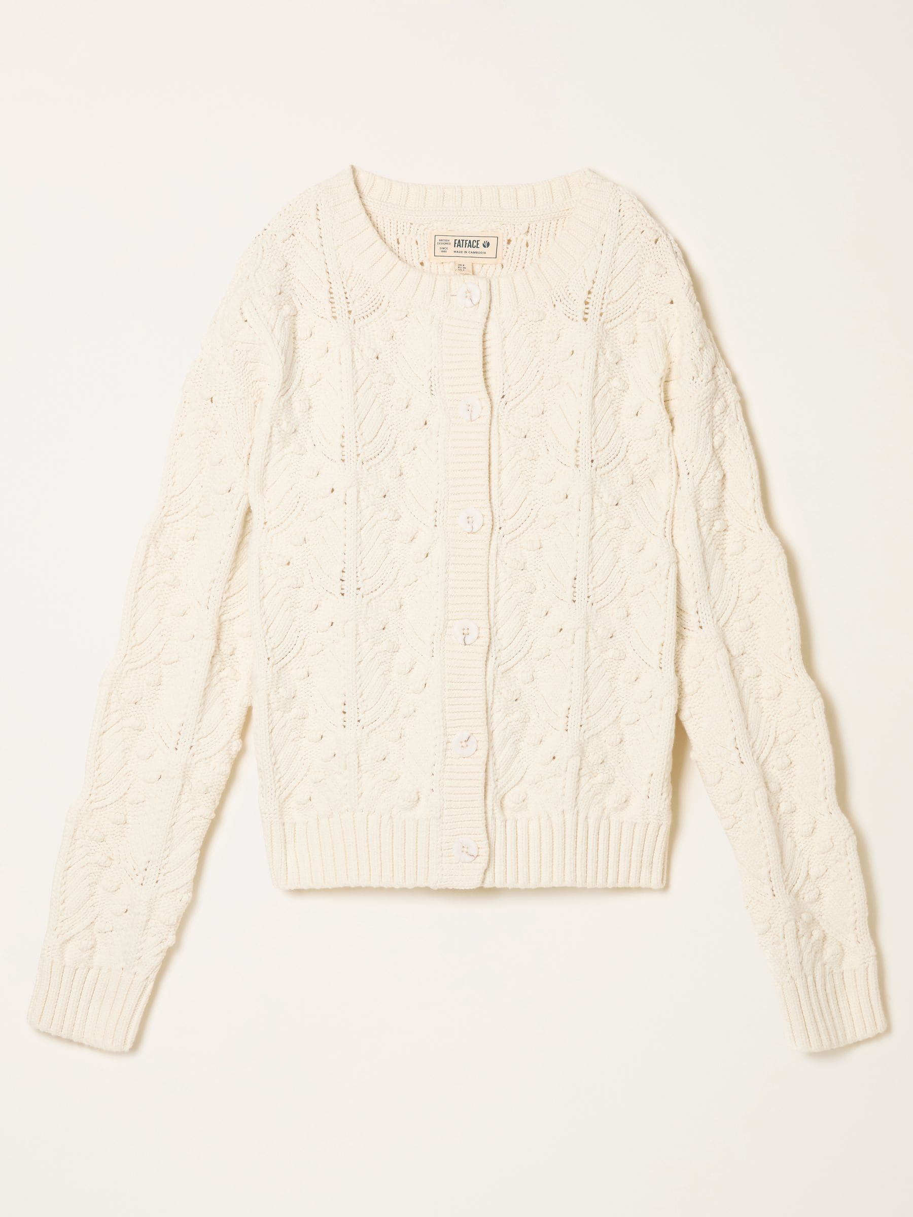 Buy FatFace Ivory Bobble Knitted Cardigan from the Next UK online shop