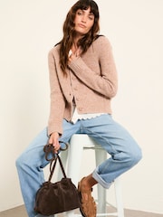 لون طبيعي - سترة كارديغان محبوكة بنمط منقط من FatFace - صورة 5 من 6