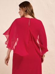 Rojo baya - Friends Like These Curve Asymmetric Cape Sleeveless Midi Dress - Imagen 4 de 5