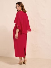 Rojo baya - Friends Like These Curve Asymmetric Cape Sleeveless Midi Dress - Imagen 5 de 5