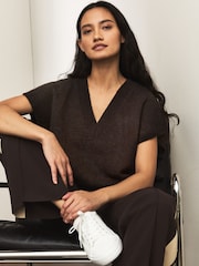 Chocolate Brown Drop Shoulder Knitted Tank Cover-Up - Image 3 of 8