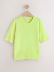 Fluro Yellow Supersoft Short Sleeve Knitted Top - Image 1 of 3