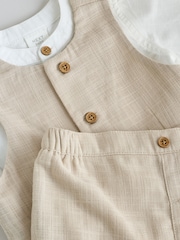 لون محايد - Woven Waistcoat, Shirt and Shorts Baby Set 3 Piece (0mths-2yrs) - Image 10 of 11