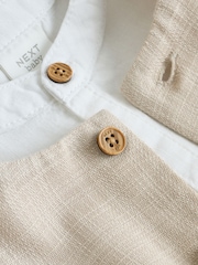 لون محايد - Woven Waistcoat, Shirt and Shorts Baby Set 3 Piece (0mths-2yrs) - Image 11 of 11