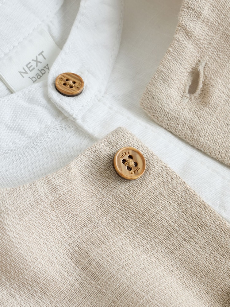 لون محايد - Woven Waistcoat, Shirt and Shorts Baby Set 3 Piece (0mths-2yrs) - Image 11 of 11