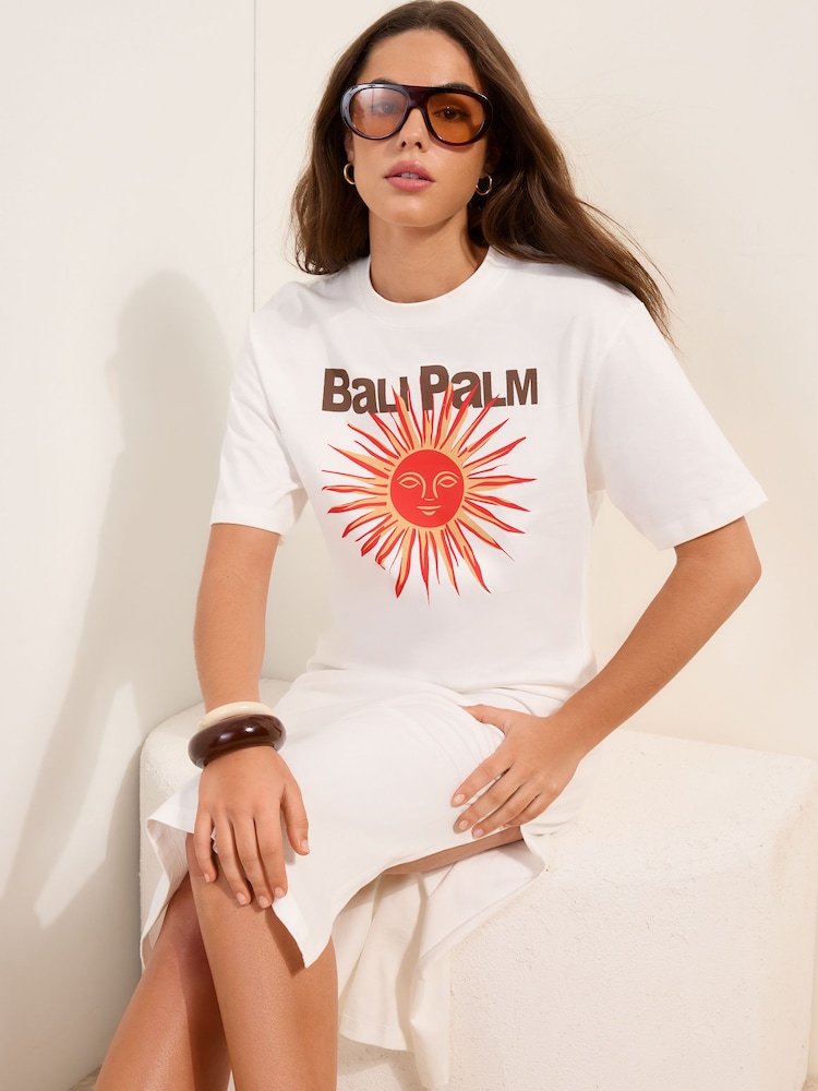 Friends Like These Ivory Jersey T-Shirt Midi Dress - Image 2 of 4