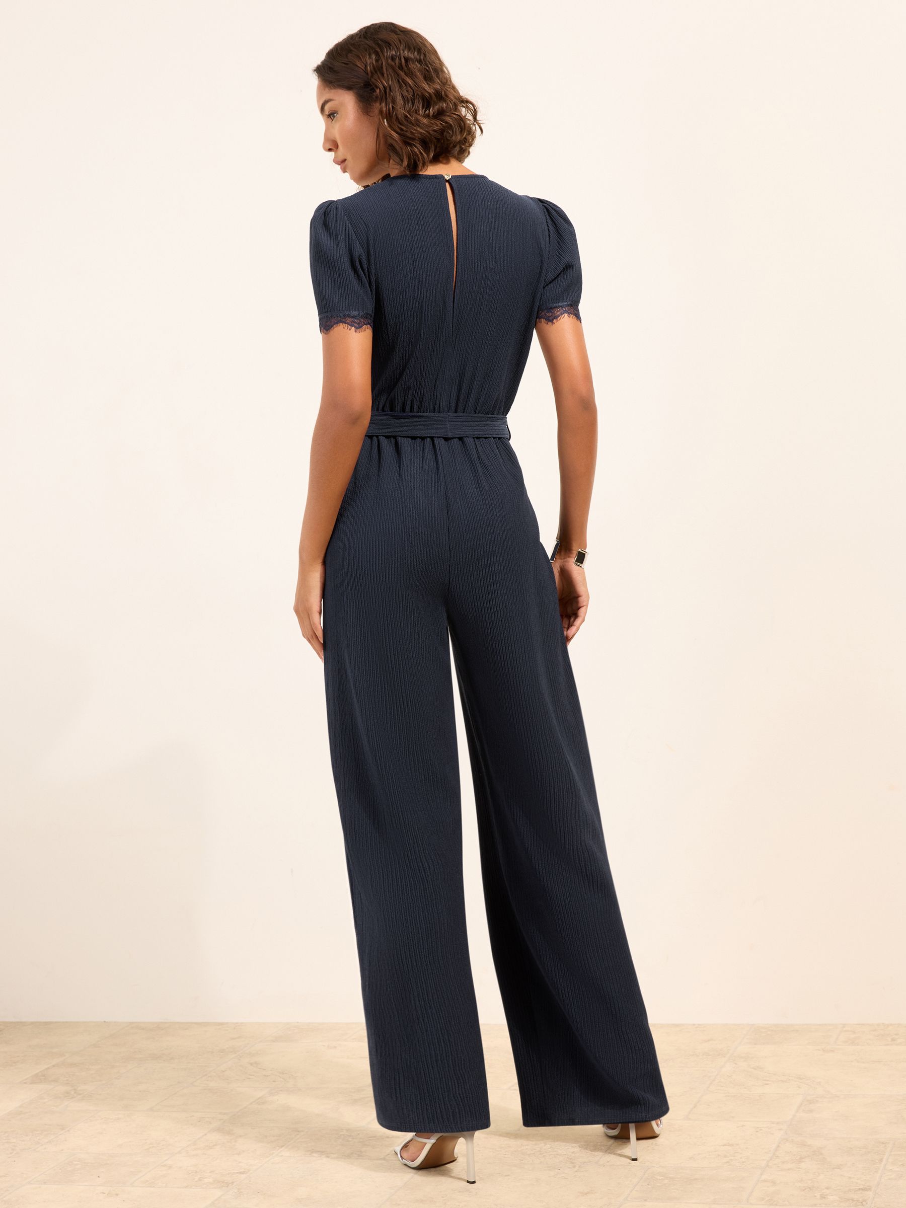 Buy Friends Like These Navy Petite Lace Trim Detail Short Sleeve