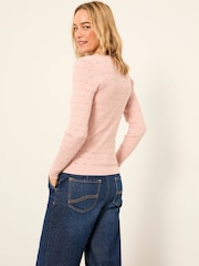 FatFace Lois Pale Pink Knitted Button Front Henley - Image 2 of 6