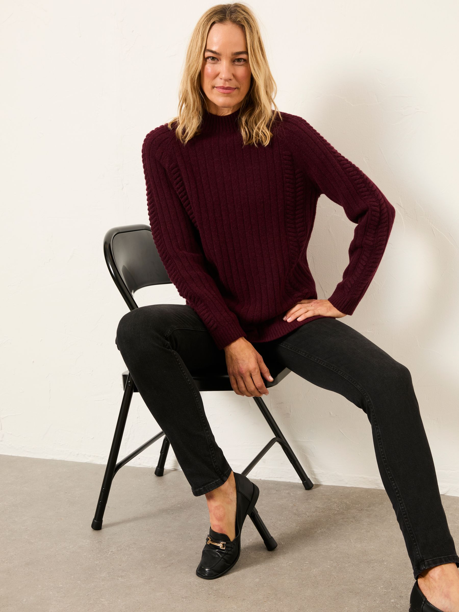 Fat Face - Women's Jumper - Wool Blend - Burgundy